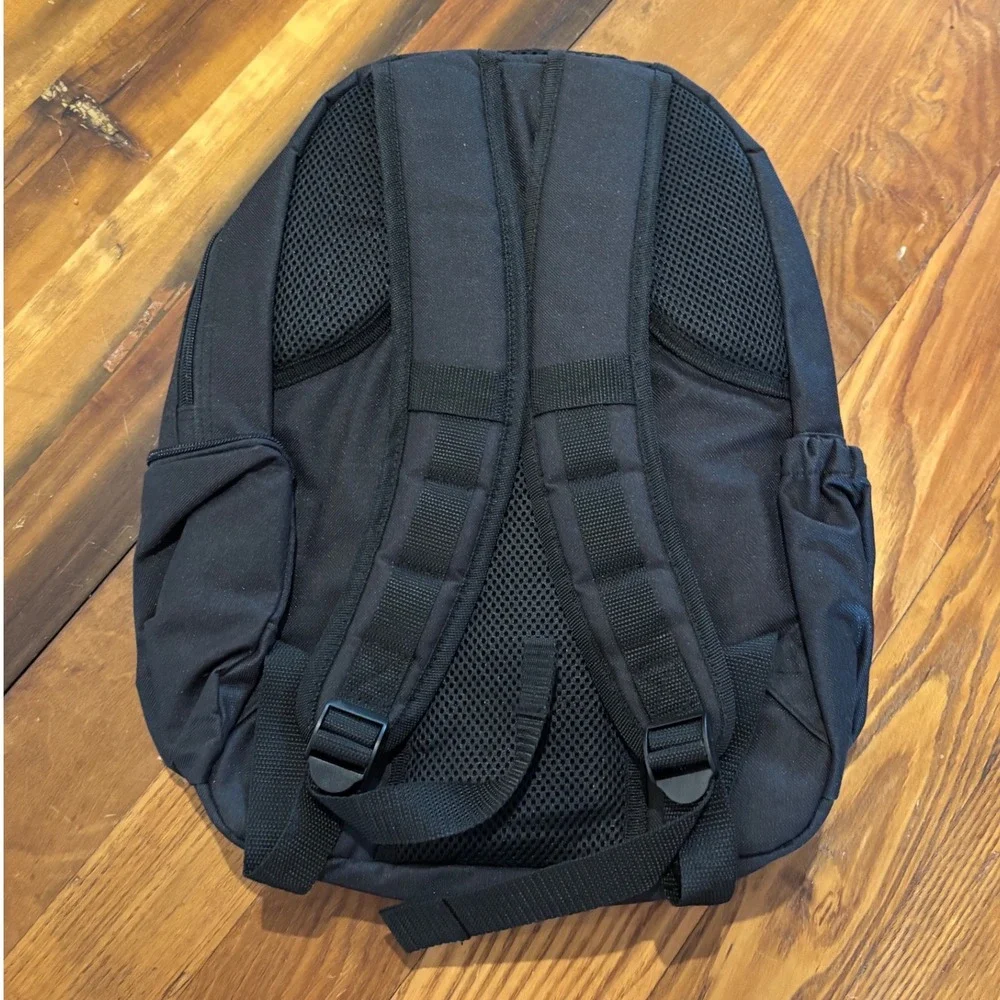 Viv & Lou Black Canvas Backpack Padded Straps Multi Compartment New With Tags